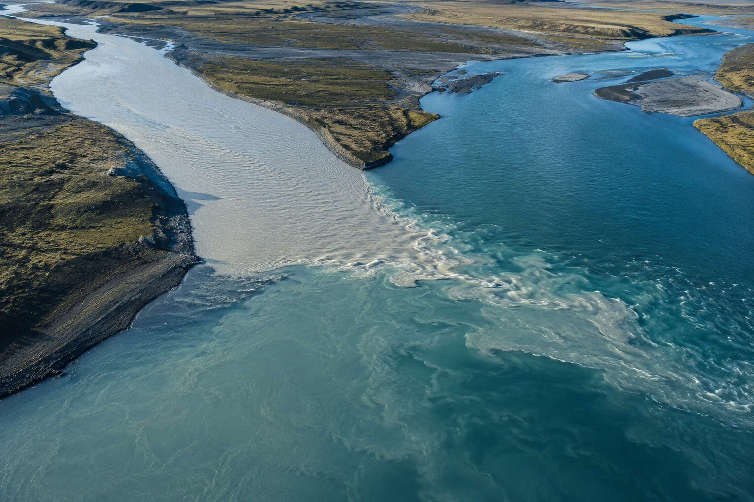 Two river currents coming together